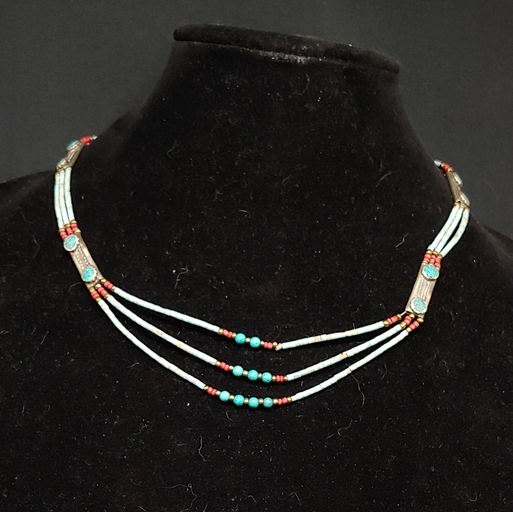 Vintage Tibetan Turquoise and Corral Necklace
